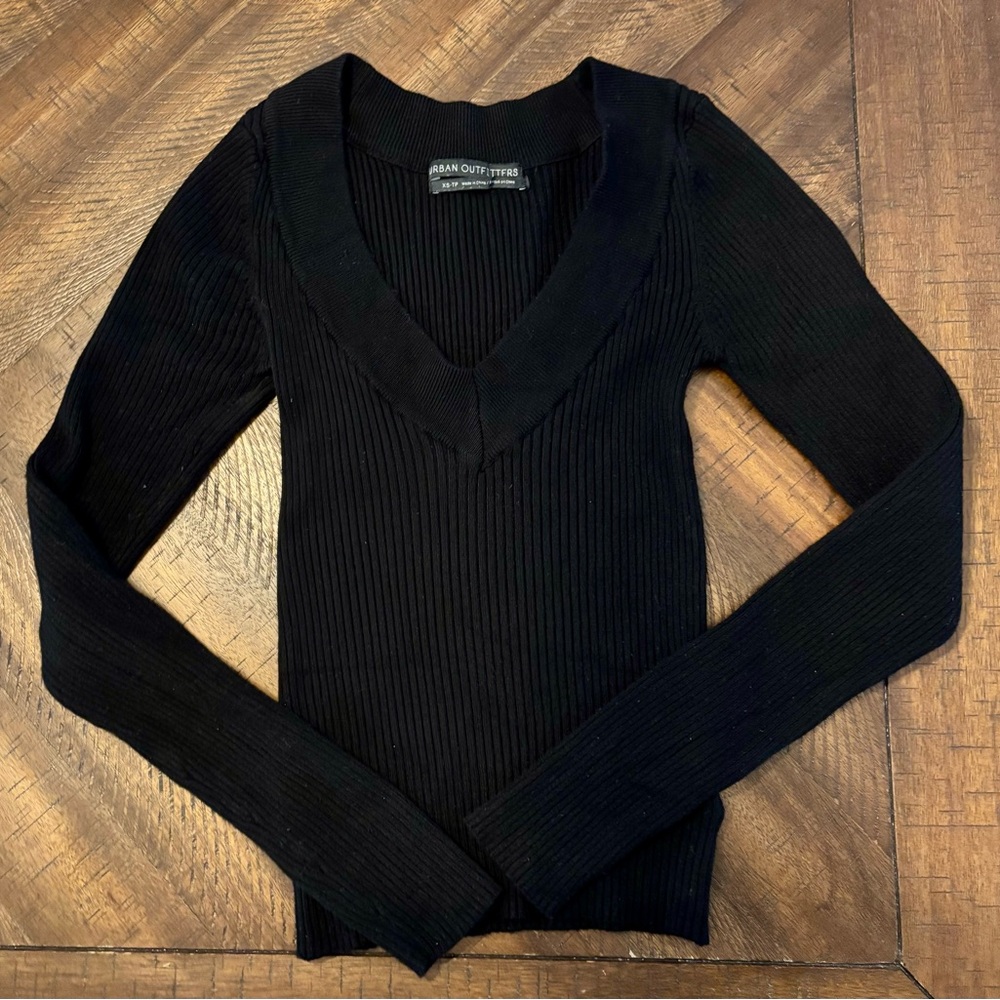 Urban Outfitters Black Ribbed Top